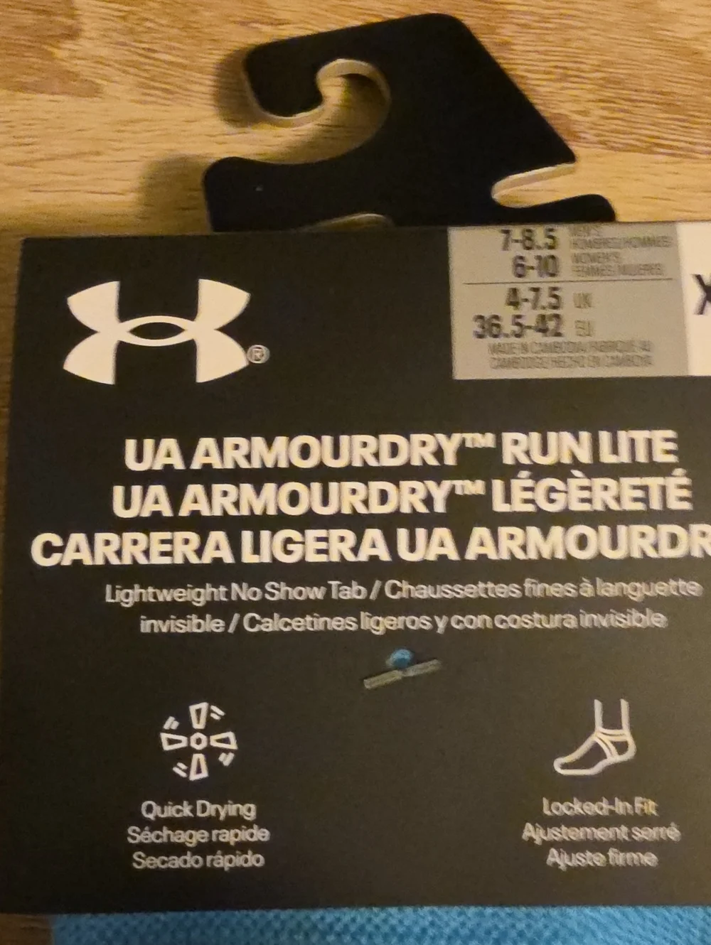 Under Armour Blue Low-Cut UA ArmourDry Run Lite Socks (3-Pack) M, 7-8.5, W 6-10.